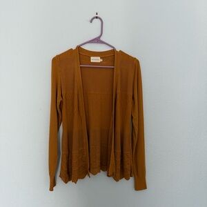 Dreamers Mustard Gold Open Cardigan L Lightweight Cotton Blend